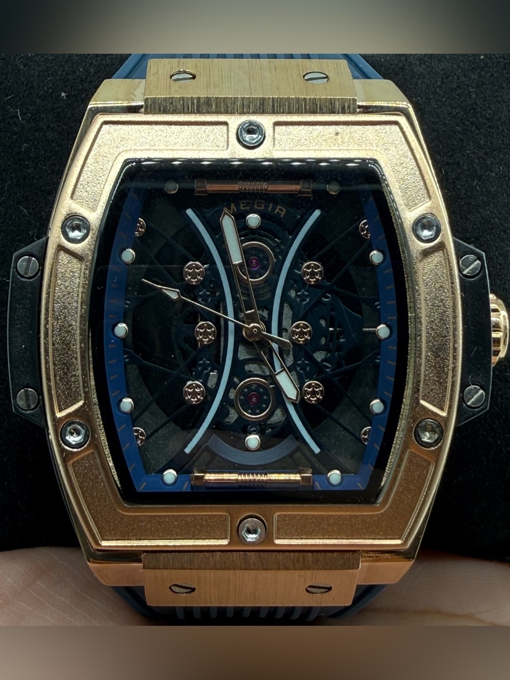 Lucky Fours Summit Midnight Rose MEGIR M8109 Rose Gold Blue Men’s Watch